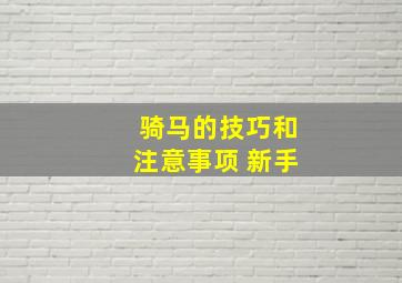 骑马的技巧和注意事项 新手